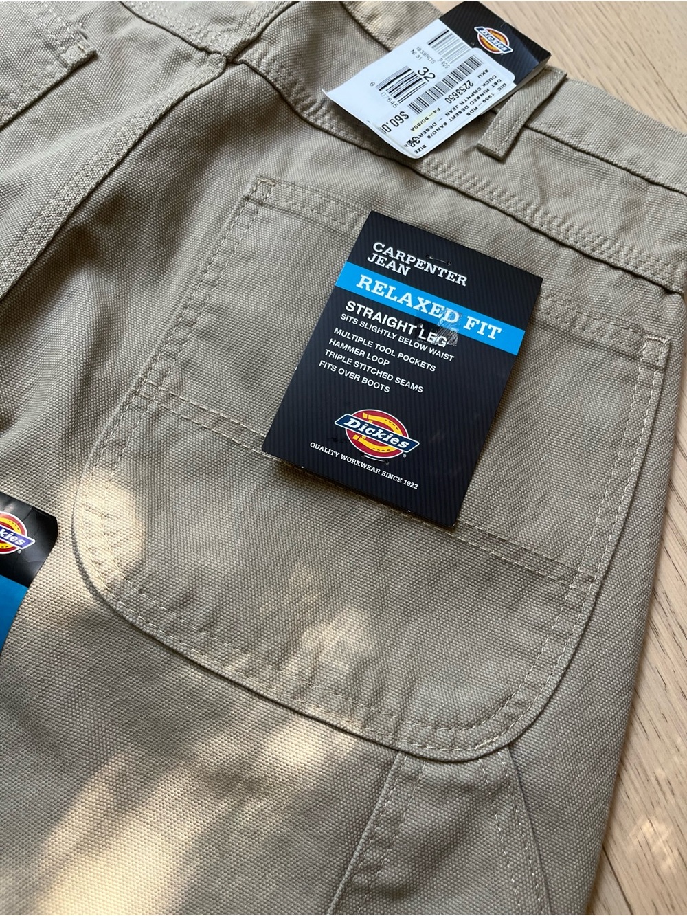 Dickies Men's Relaxed Fit Carpenter Pants in Khaki Desert Sand Colour 32x32